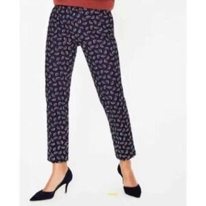 Boden Printed Cropped Pants US 8R Blue Geometric Career Casual School‎ Office